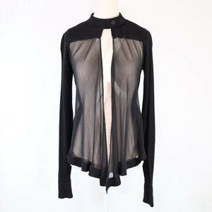 Vera Wang Coll Black Sheer Wool Sweater Small